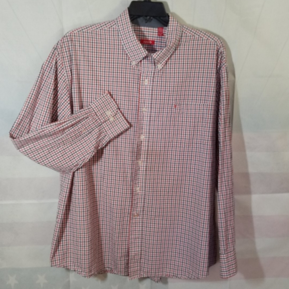 IZOD XXL Long Sleeve Button Up Shirt One Pocket